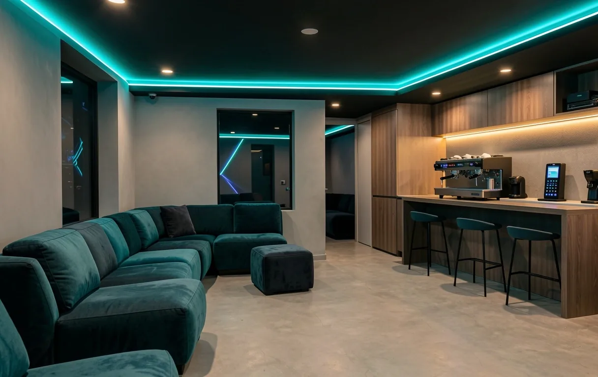 Zona lounge y cafetería de Toscavero Cyber Hub en Pereira