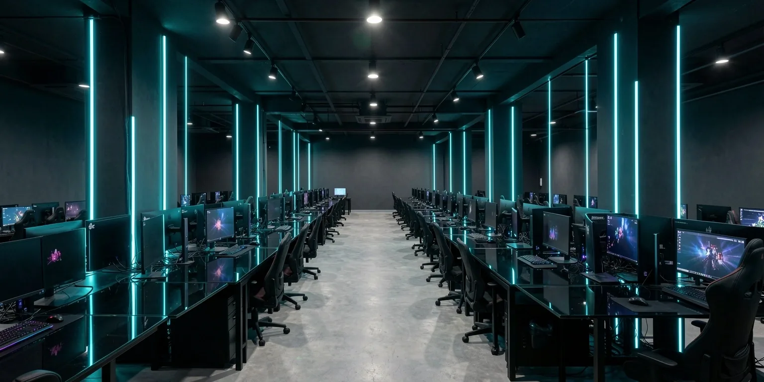 Sala de estaciones de trabajo alineadas en Toscavero